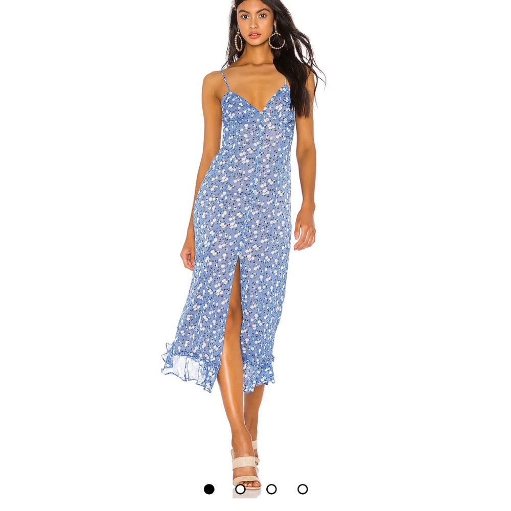 MAJORELLE Blue Floral Midi Dress (Revolve)
